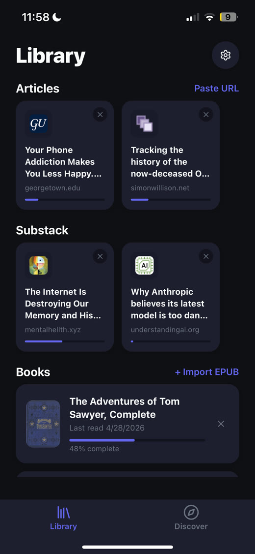 Dart Read library with articles, newsletters, and books